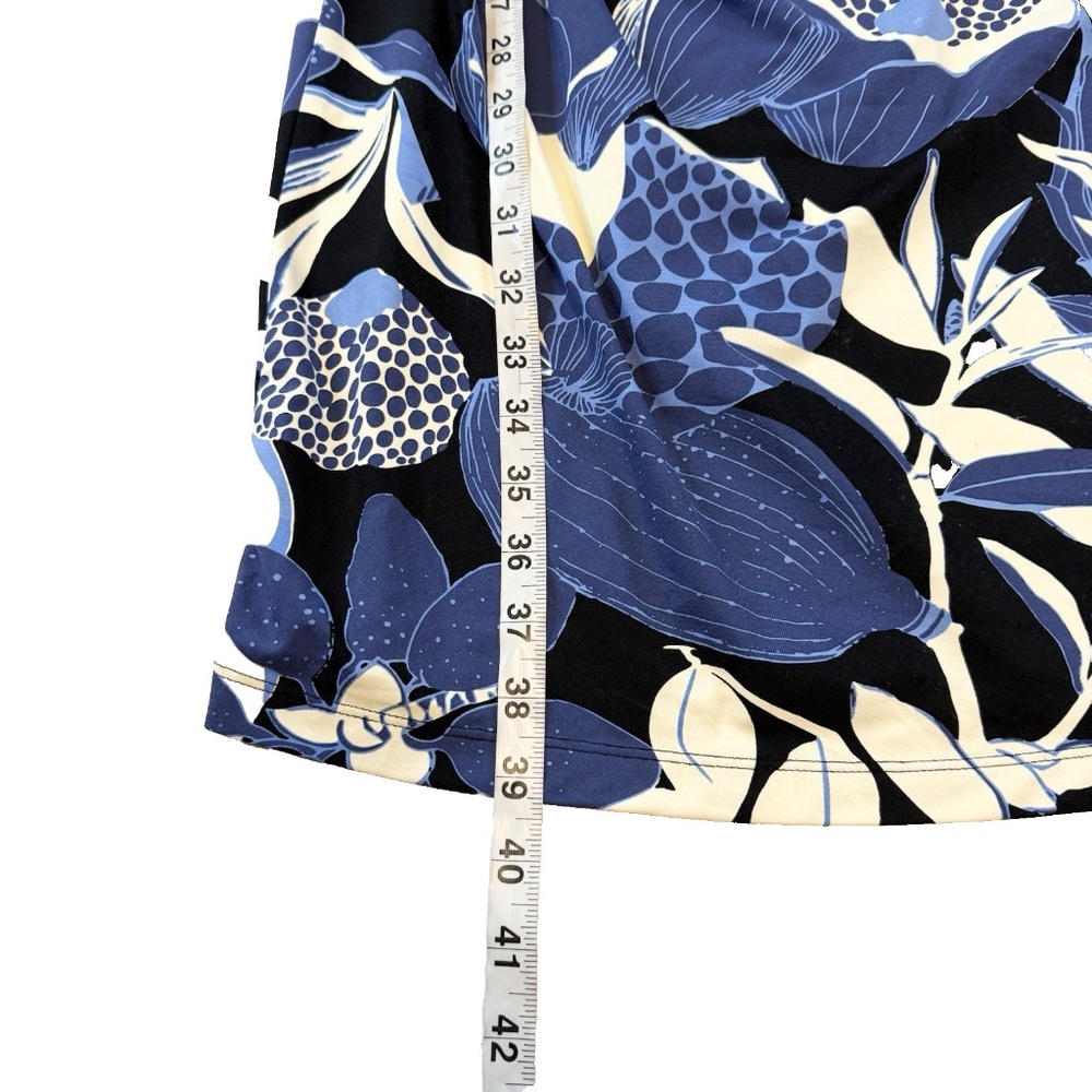 J McLaughlin Size S Blue Floral Catalina Cloth Ruched Sheath Dress 3/4 Sleeve - Picture 4 of 15